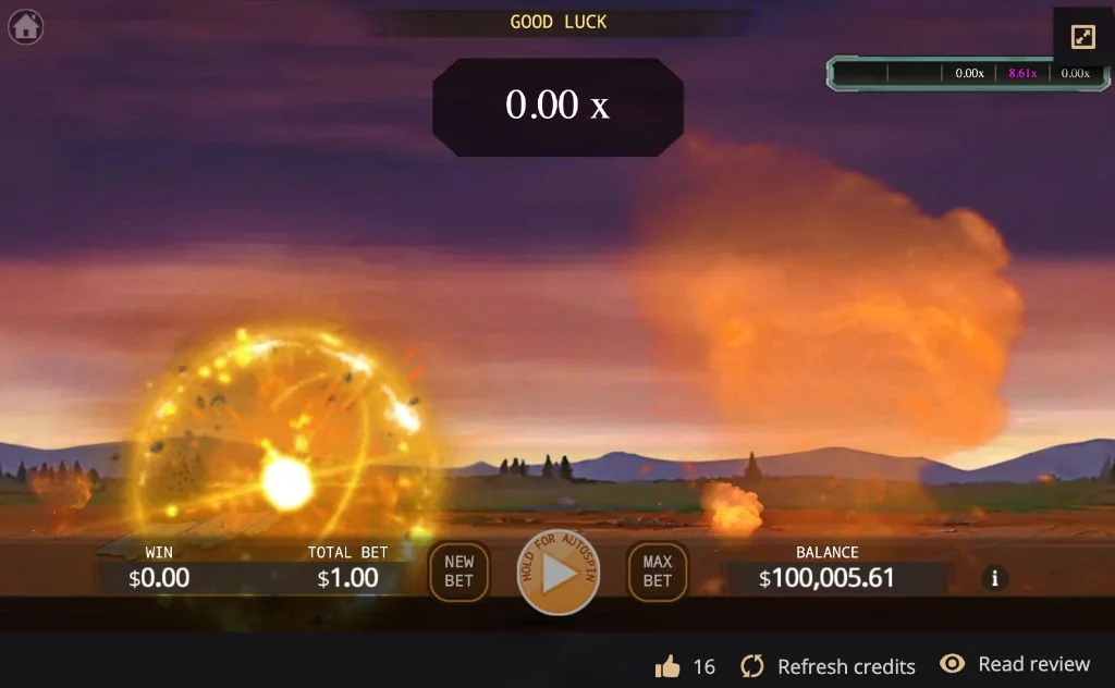 An explosion on the crash game screen — the moment a round ends