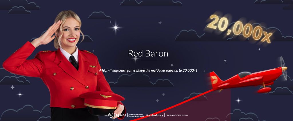 Promo banner of the aviation crash game with a pilot and a red plane
